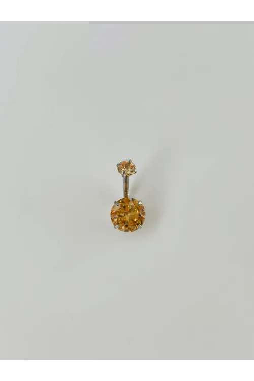 Turuncu Taşlı Göbek Piercing - Pg0016
