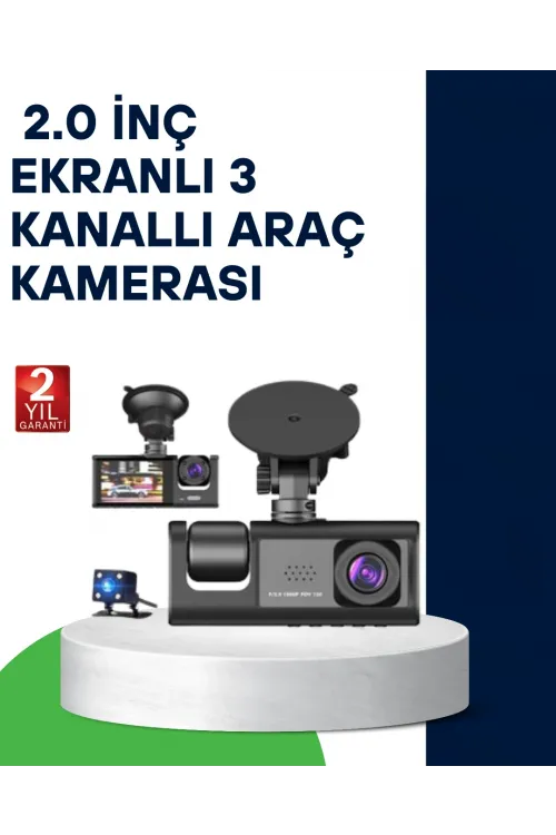 Üç Kameralı Araç Kamerası Full Hd Gece Görüş  G-sensör