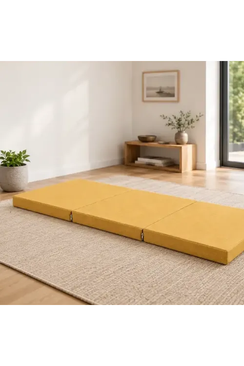 Üç Parçalı Katlanır Minder · 60 × 180 × 7 cm · Hardal