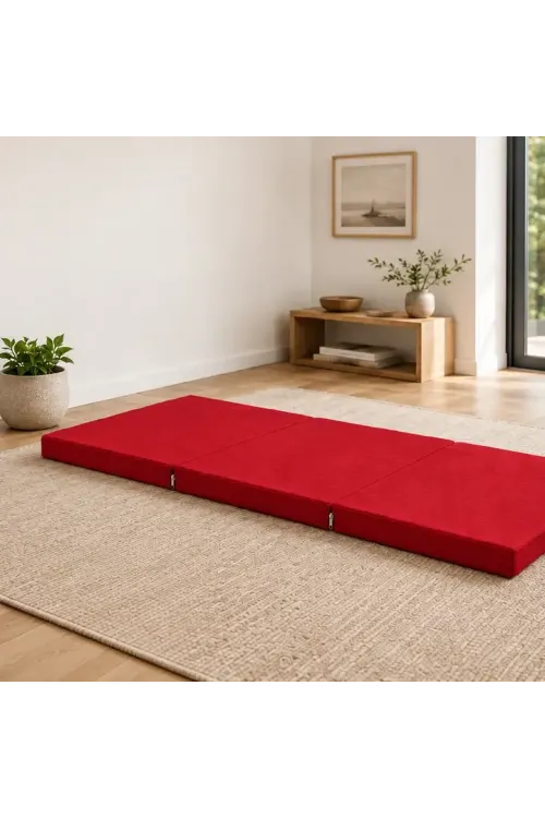 Üç Parçalı Katlanır Minder · 60 × 180 × 7 cm · Kırmızı