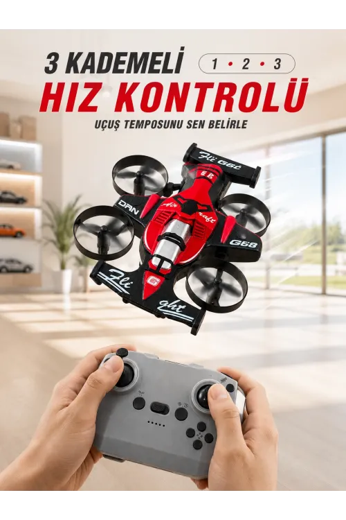 Uçan Araba Drone 4 Korumalı Pervaneli 360° Akrobatik Hareket Uzaktan Kumandalı