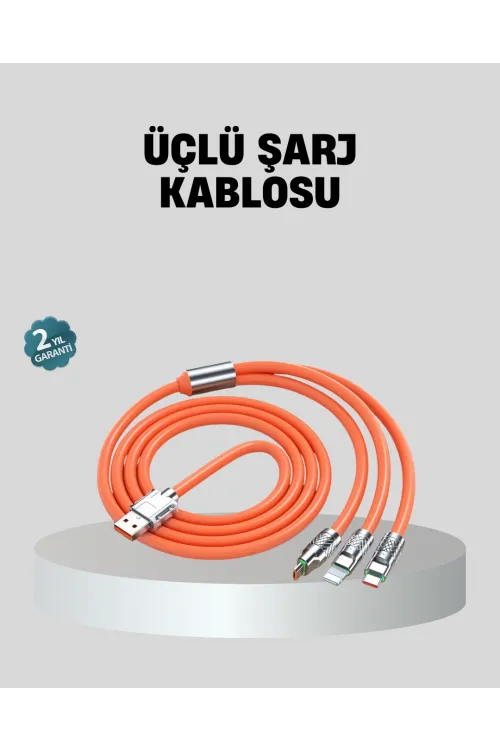 Üçlü Şarj Kablosu – Yüksek Hızlı, Dayanıklı Ve Uzun Ömürlü