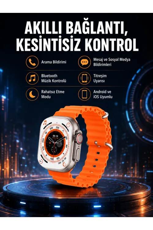 Ultra Akıllı Saat 49 Mm Çift Kordonlu Arama Cevaplama Bluetooth Bağlantılı