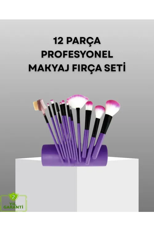 Ultra Yumuşak 12’li Makyaj Fırça Seti – Dökülme Yapmaz, Dalin Şampuan İle Temizlenebilir