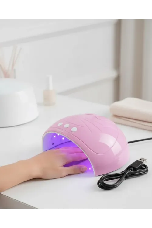 Ultraviyole Işıklı 15 Ledli 45w Oje Kurutucu Makine Pembe