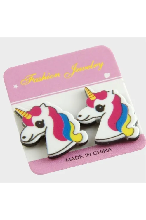 Unicorn Mıknatıslı Plastik Çocuk Küpesi