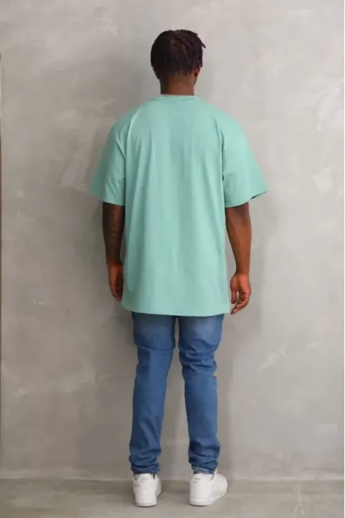 Unisex Baskılı Oversize T-Shirt - Mint Yeşili
