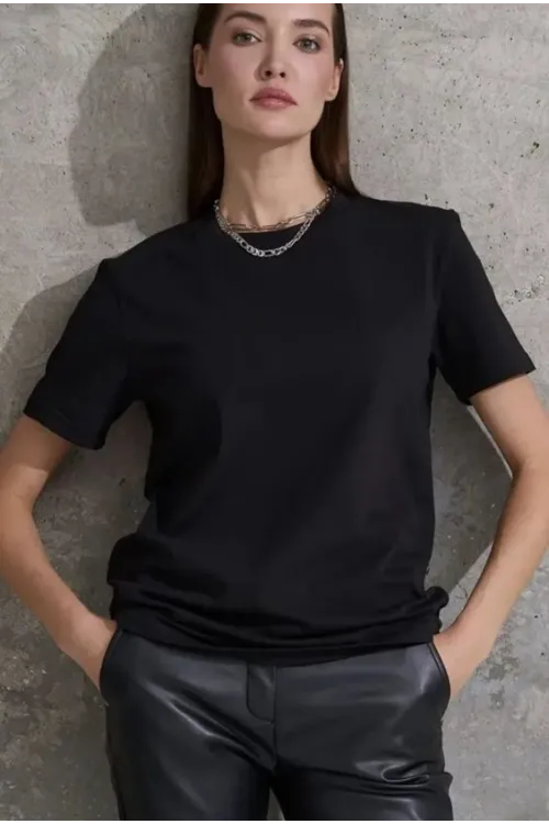 Unisex Kısa Kollu Bisiklet Yaka Basic Viskon Bluz