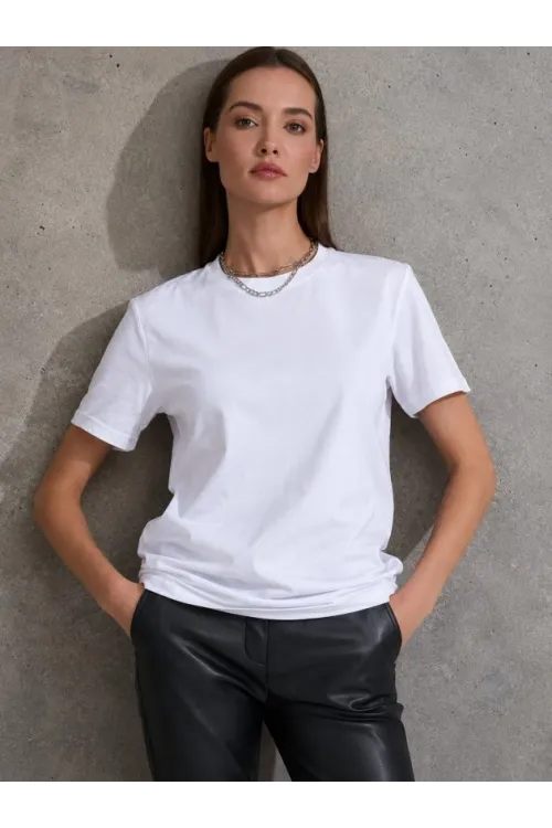 Unisex Kısa Kollu Bisiklet Yaka Basic Viskon Bluz