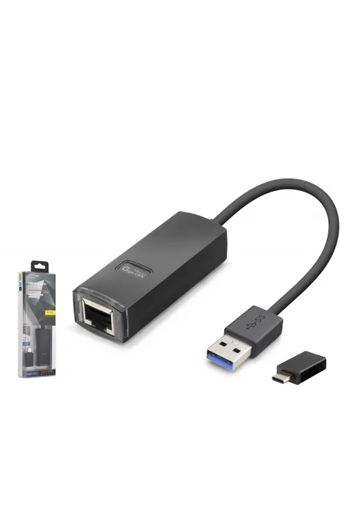 Usb 3.1 Usb Type-c Gen1 Ethernet Adaptör Gigabit Siyah LAN03