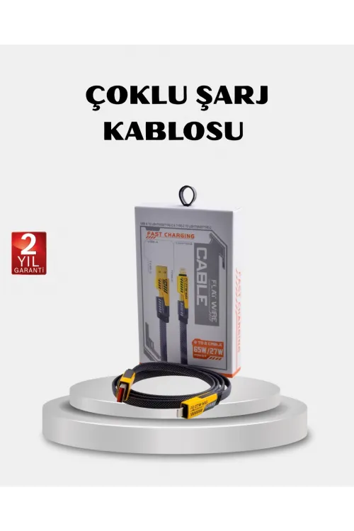 Usb-c Usb-a 4’ü 1 Arada Örgülü Kablo 65w Hızlı Şarj Metal Uç Dayanıklı