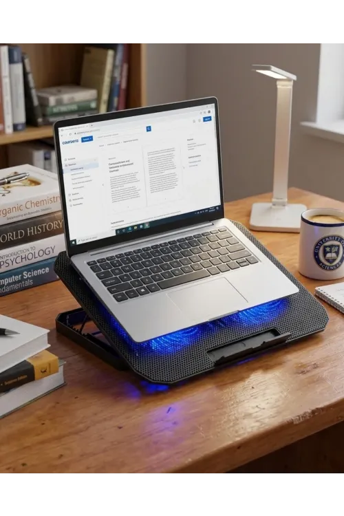 Usb Girişli Laptop Soğutma Standı Çift Fan Mavi Işıklı Notebook Soğutucu
