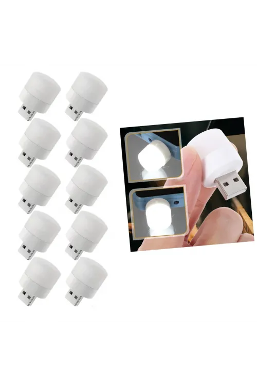 Usb Mini Top Led 10’lu Aydınlatma Seti – Beyaz Renkli Gece Lambası, Enerji Tasarruflu Mikro Led Işıklar