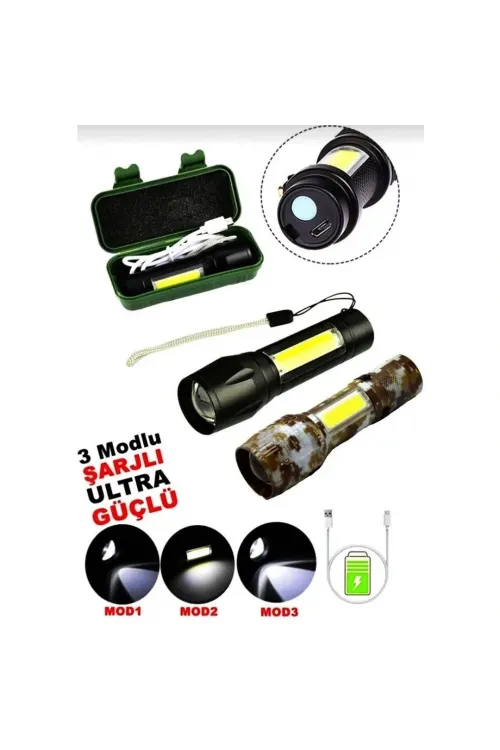USB Şarjlı El Feneri 2 in 1