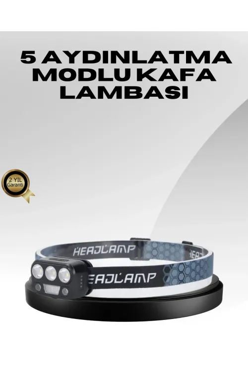 Usb Şarjlı Led Kafa Lambası 300 Lümen Güç Göstergeli