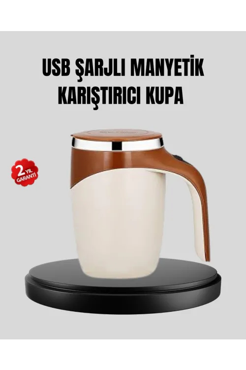 Usb Şarjlı Manyetik Karıştırıcı Kupa Otomatik Karıştırma Paslanmaz Çelik