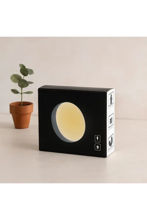 USB Şarjlı Sensörlü Yuvarlak LED Lamba 8.3 cm - Sarı Işık