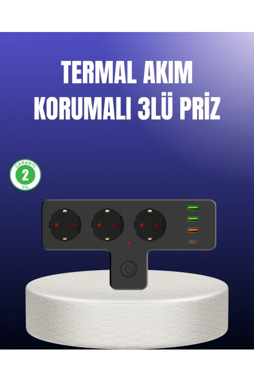 Usb Ve Type-c Portlu Anahtarlı Çoklu Priz Güç Ünitesi