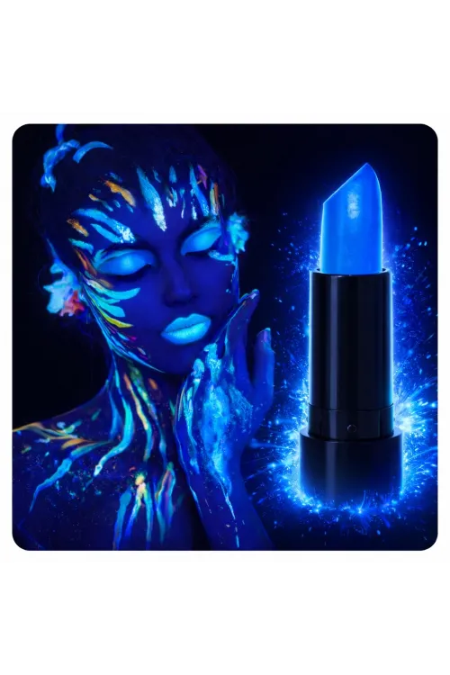 UV Neon Mavi Ruj – Karanlıkta Parlayan Makyaj Boyası
