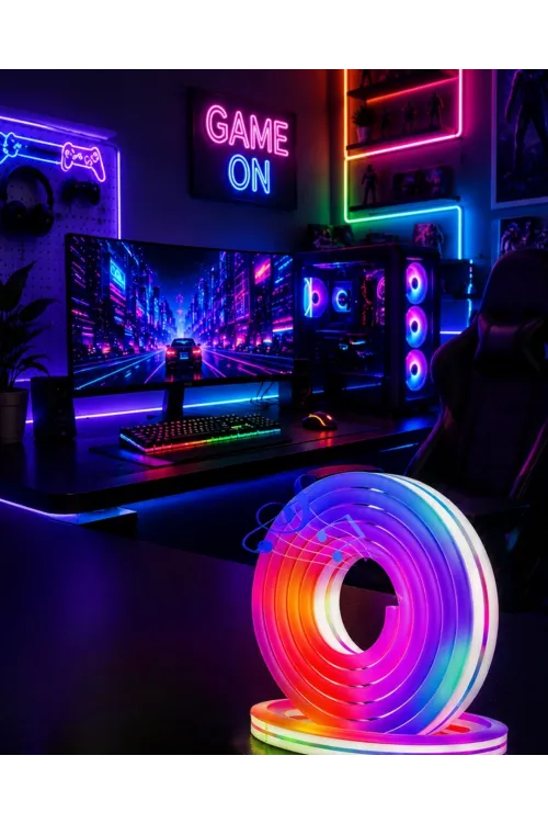 Uygulama Kontrollü Rgb Neon Led Şerit Işık 16 Milyon Renk Destekli