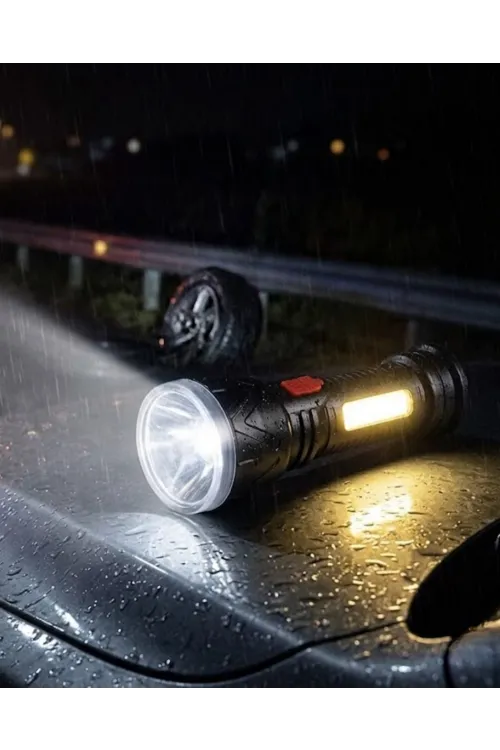 Uzun Menzilli Işıldak Şarjlı 9 Led 4 Kademeli Aydınlatma