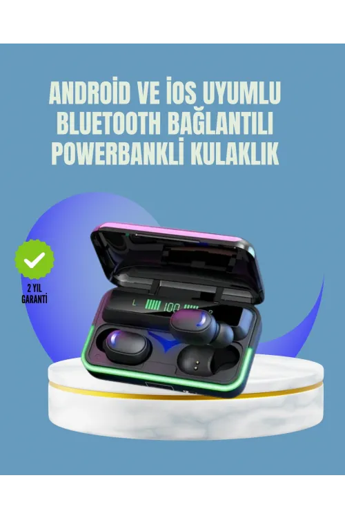 Uzun Pil Ömürlü E10 Powerbank Bluetooth Kulaklık Led Gösterge