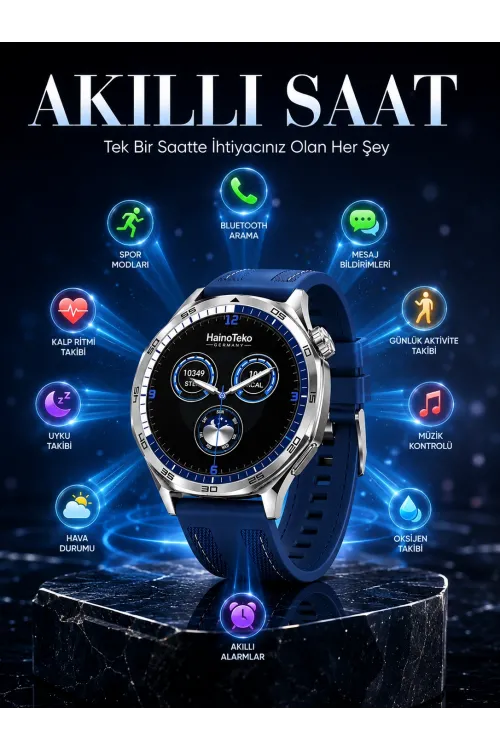 Amoled Ekranlı Bluetooth Akıllı Saat 3 Kordonlu Uzun Pil Ömürlü