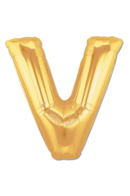 V Harf Folyo Balon Altın Renk  40 İnç