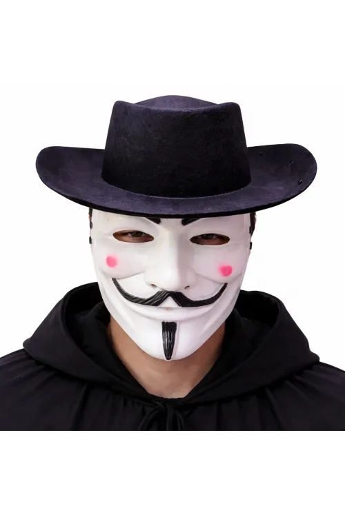 Vendetta Maske Ve Şapka Seti – Anonim Stil Parti Maskesi