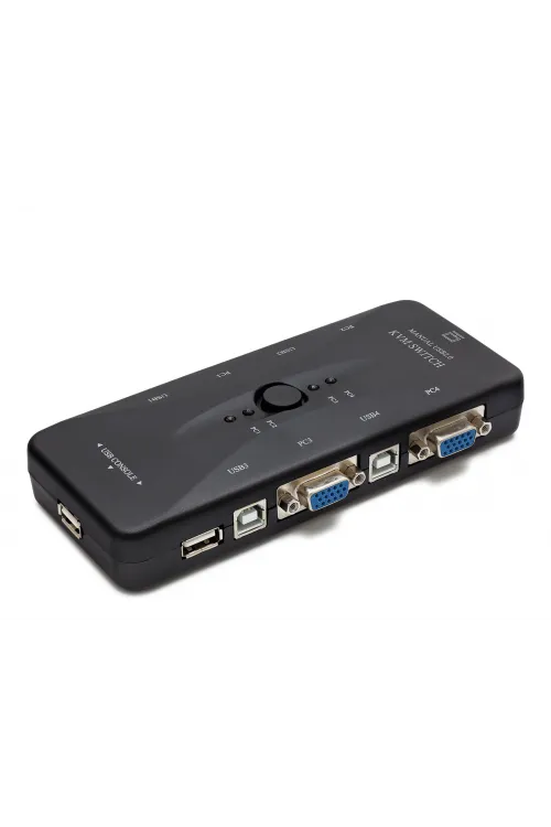 Vga Usb Kvm Swıtch 4 In 1 Out + 4 Port Usb Console - Sıyah HD230