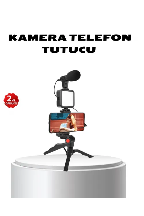 Video Çekim Kiti Tripod Led Işık Harici Mikrofon Ve Bluetooth Kumanda Seti