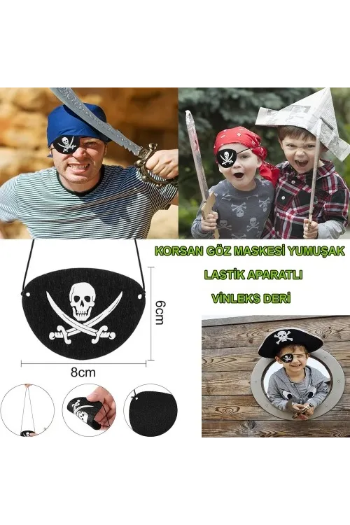 Vinleks Deri Korsan Göz Bandı Lastikli