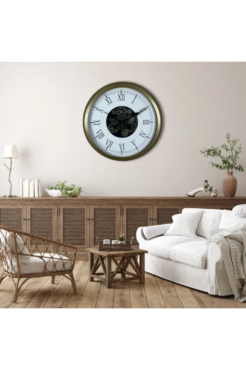 Vintage Roma Rakamlı 60 Cm Çarklı Duvar Saati