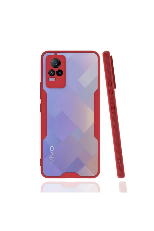 Vivo V21e Kılıf Platin Silikon - Kırmızı