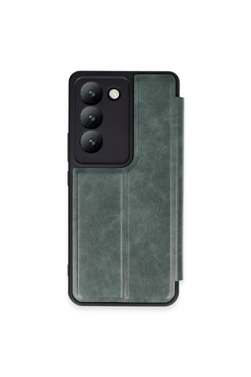 Vivo V30 Lite 4g Kılıf Flip Cover - Koyu Yeşil