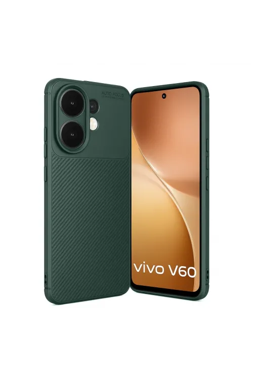 Vivo V60 5g Auto Focus Karbon Kapak - Koyu Yeşil