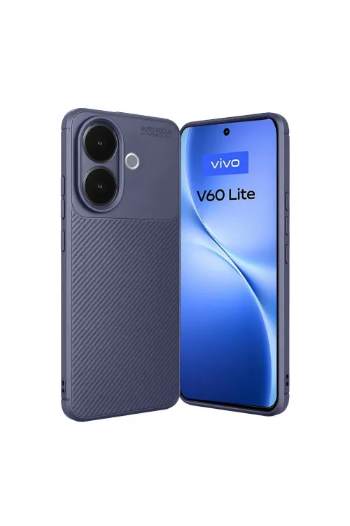 Vivo V60 Lite Auto Focus Karbon Kapak - Lacivert