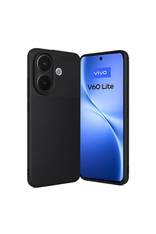 Vivo V60 Lite Auto Focus Karbon Kapak - Siyah