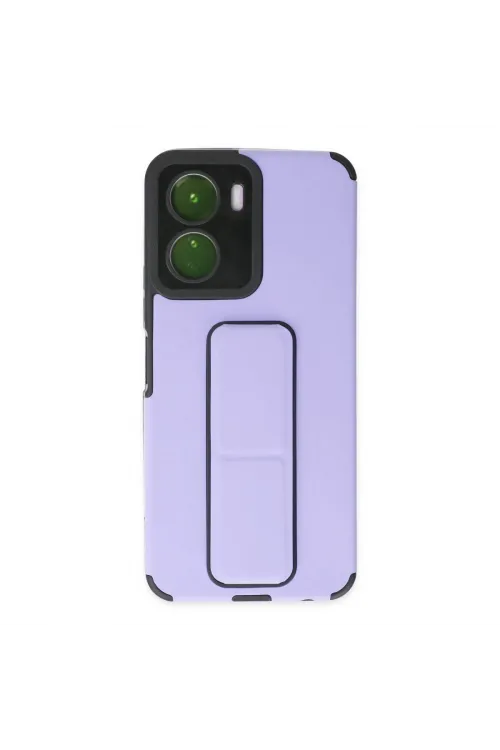 Vivo Y16 Kılıf Mega Standlı Silikon - Lila