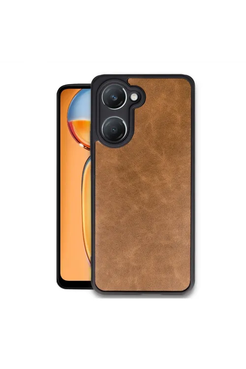 Vivo Y18 Kılıf Aras Deri Kapak - Taba