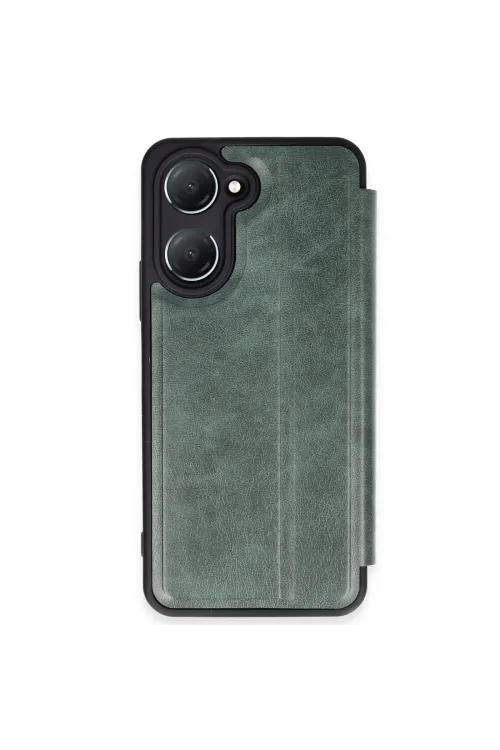 Vivo Y18 Kılıf Flip Cover - Koyu Yeşil