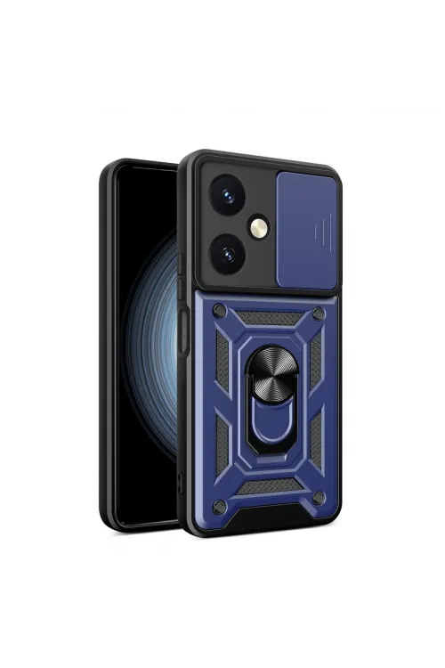 Vivo Y27 Kılıf Pars Lens Yüzüklü Silikon - Lacivert