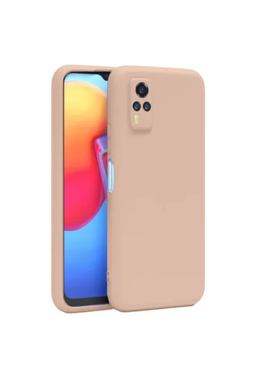 Vivo Y53s Kılıf Nano İçi Kadife Silikon - Pudra