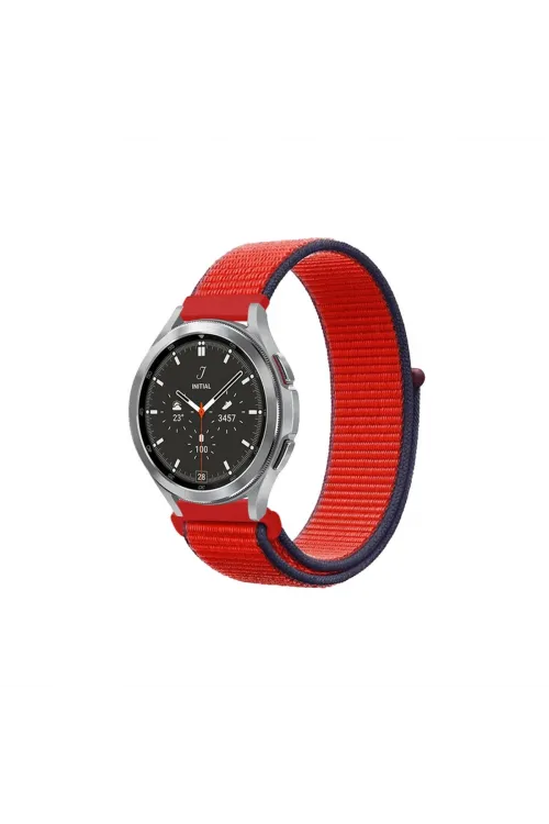 Watch 22mm Hasırlı Cırtcırtlı Kordon (saat Değildir) - Kırmızı
