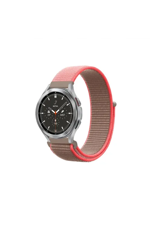 Watch 22mm Hasırlı Cırtcırtlı Kordon (saat Değildir) - Pembe