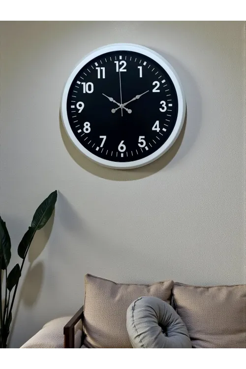 White Pure Contrast 40 Cm Metal Duvar Saati