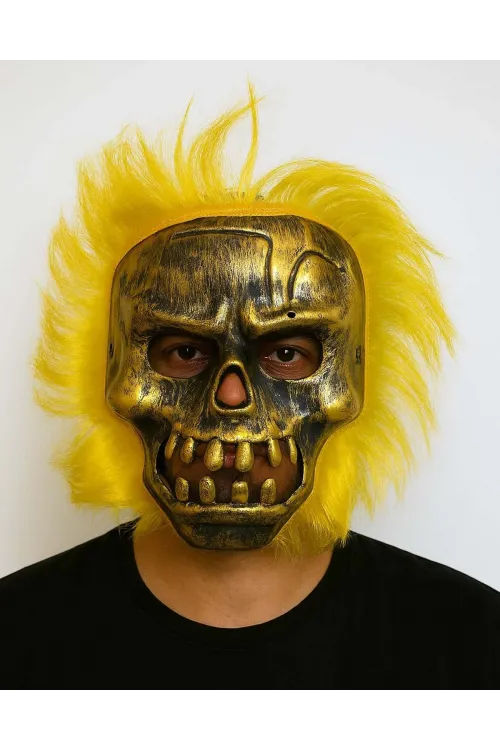 Wild Skull - Bakır Kafatası Sarı Saçlı İskelet Maske