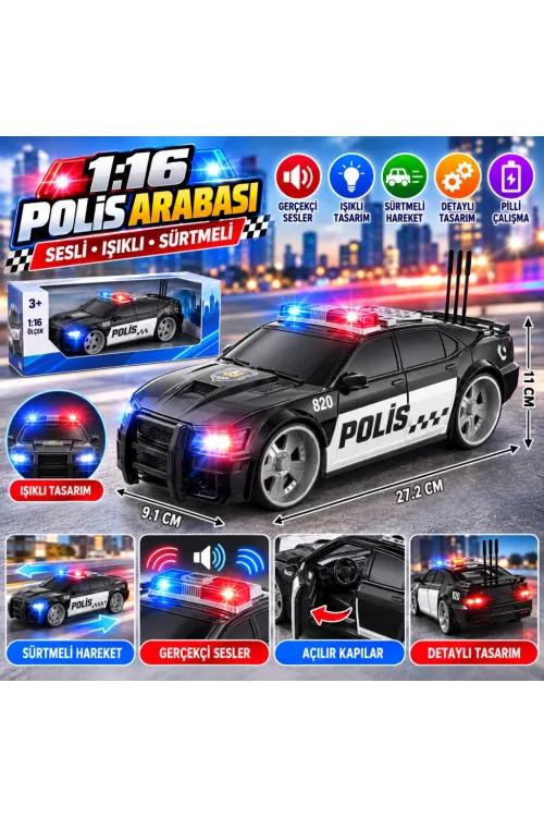 WY620A 1:16 Sesli Oyuncak Polis Arabası