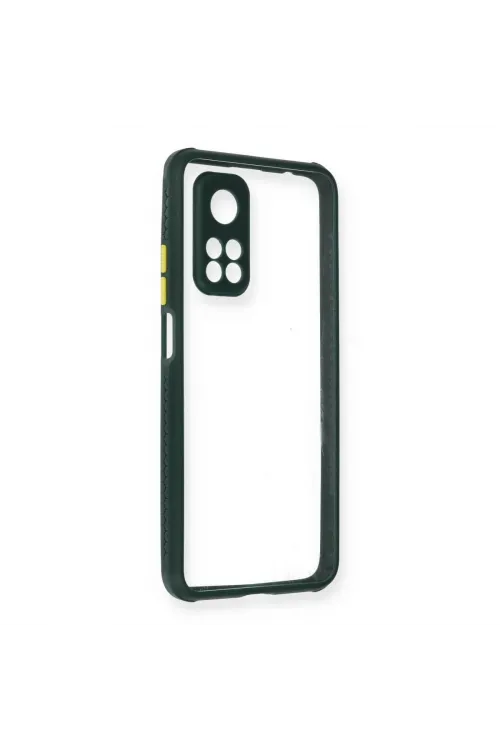 Xiaomi Mi 10t Pro Kılıf Miami Şeffaf Silikon - Koyu Yeşil