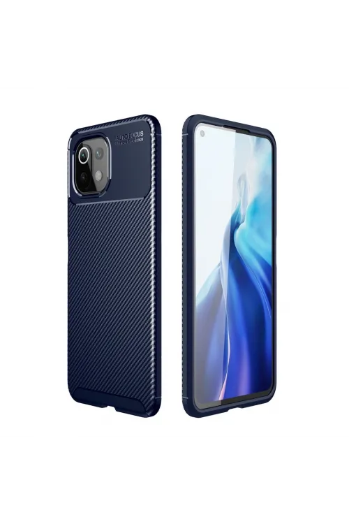 Xiaomi Mi 11 Lite Kılıf Auto Focus Karbon Kapak - Lacivert